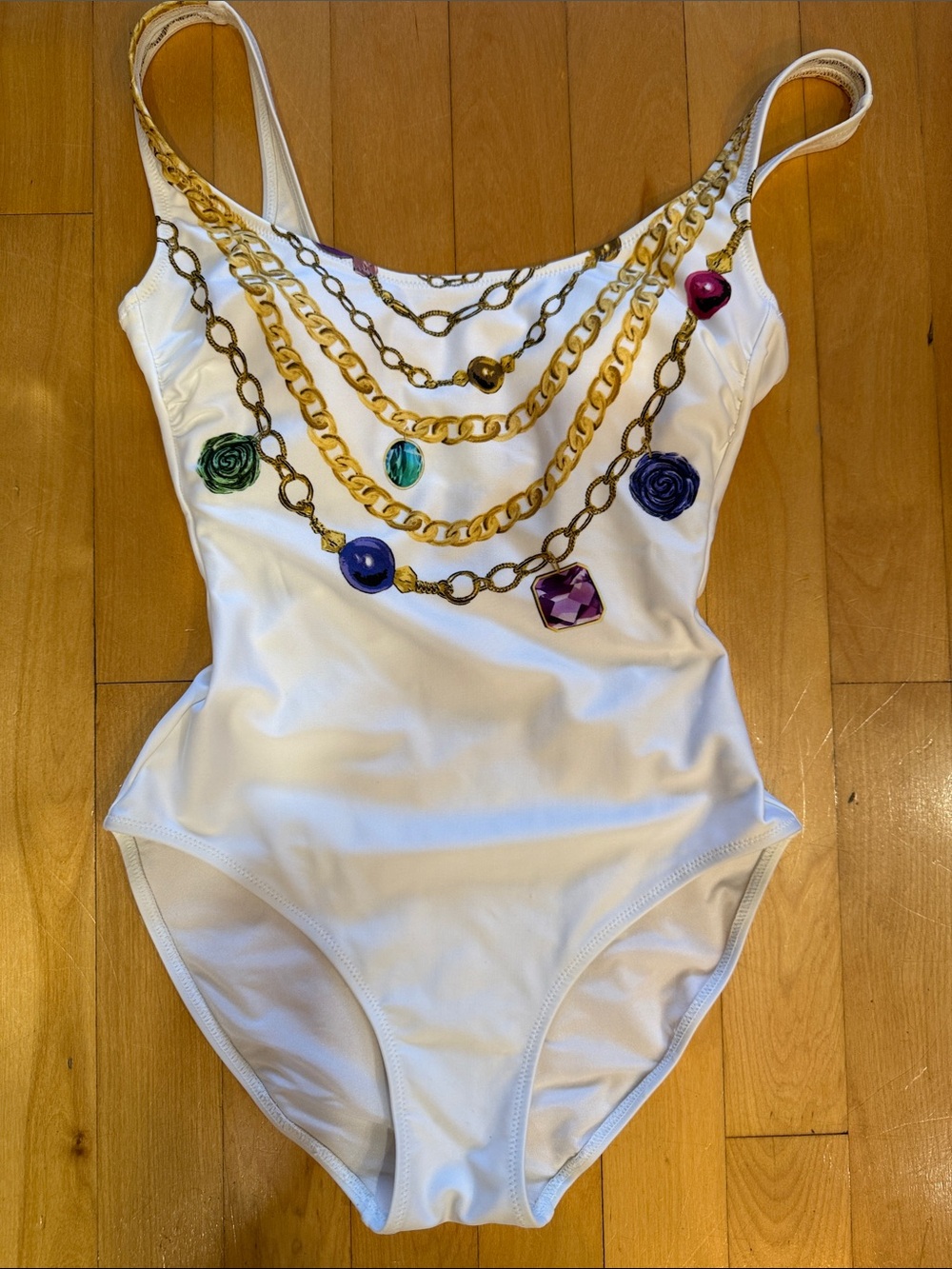 Gottex - White One-Piece Swimsuit with Gold Chain Print